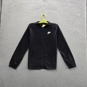 Nike Boy Jacket XL Black Fleece Nike Swoosh Activewear Zipper Logo Standard Fit
